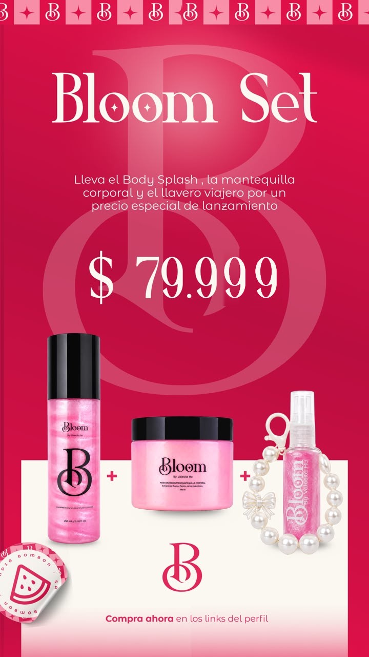 Bloom Set de lanzamiento: body splash, mantequilla corporal y llavero viajero